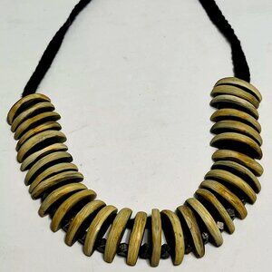 RARE Ethnic Bull Or Buffalo Horn Bead STATEMENT Necklace UNISEX
